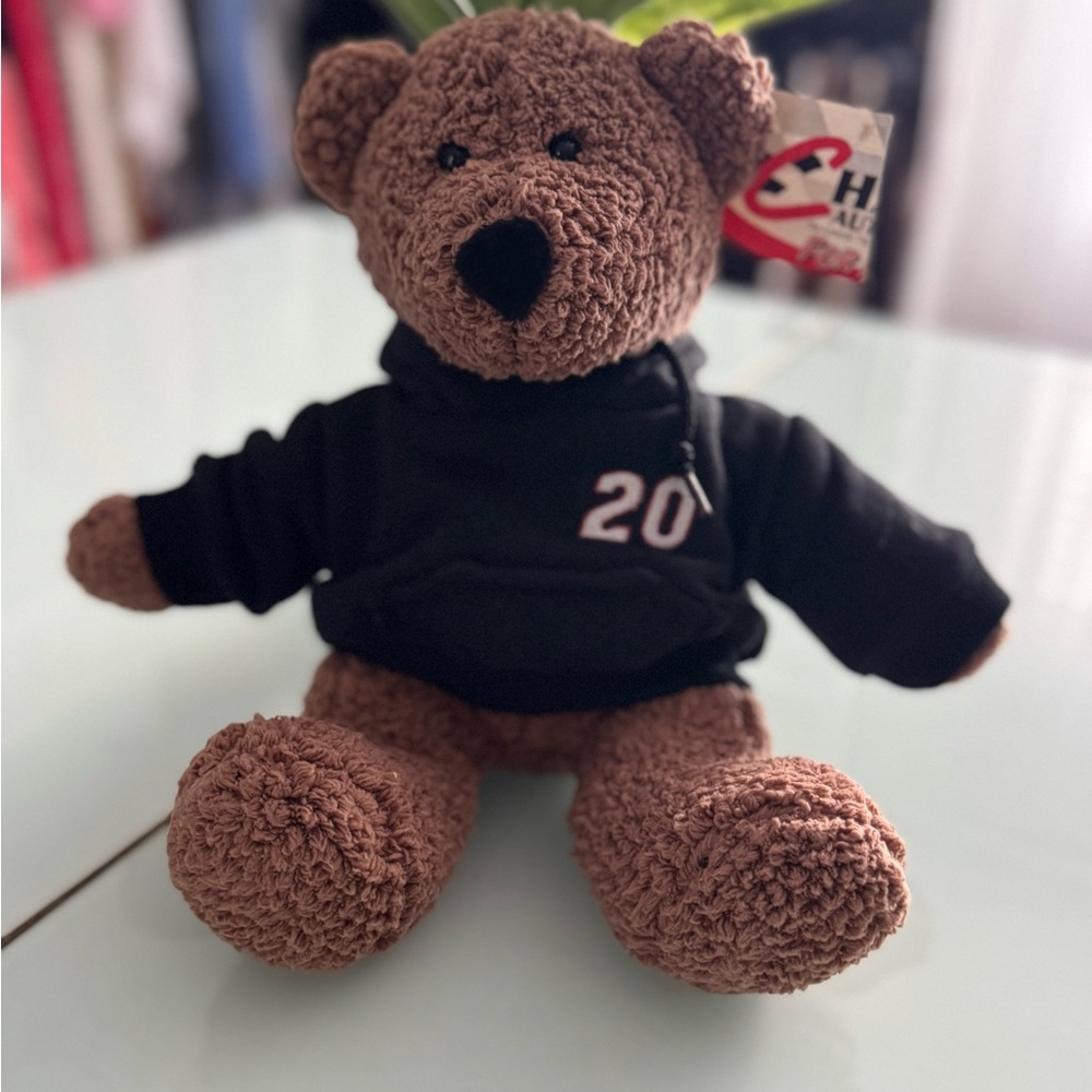 Tony Stewart Collectible Teddy Bear w Hoodie Sweatshirt & EARRINGS New w Tag